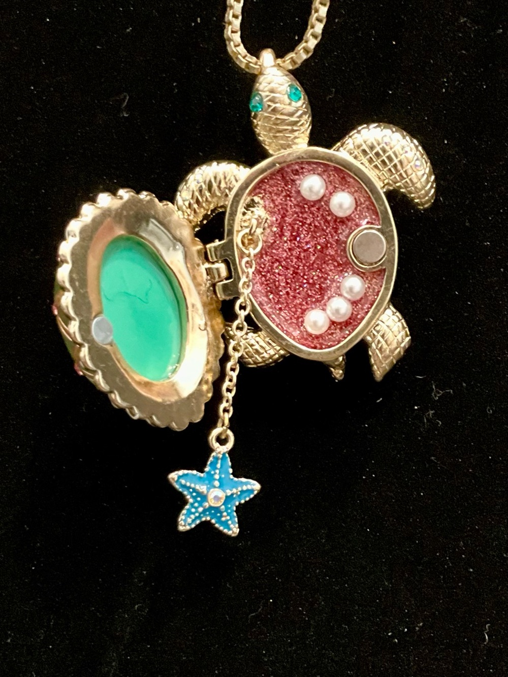 Betsey Johnson Turtle Pendant Necklace - Mint Green, White & Pink - Picture 4 of 14